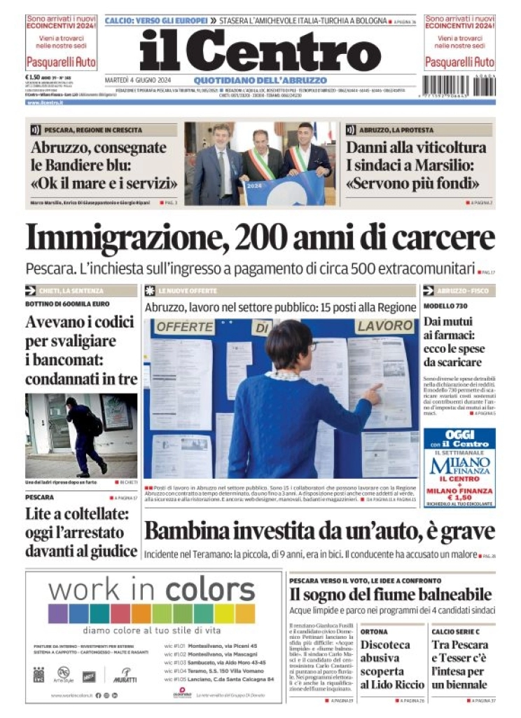 anteprima della prima pagina di il-centro-pescara del 04/06/2024