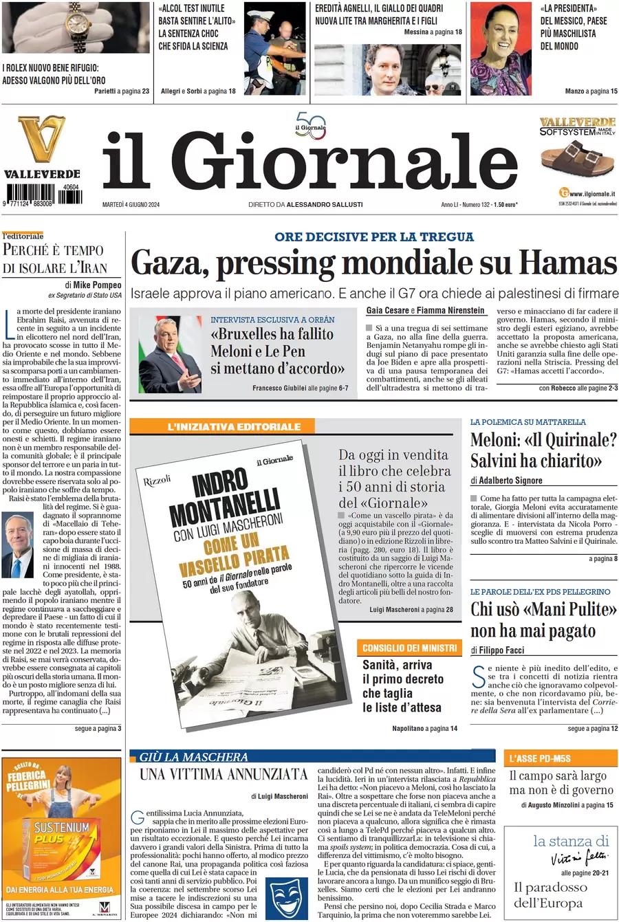 anteprima della prima pagina di il-giornale del 04/06/2024