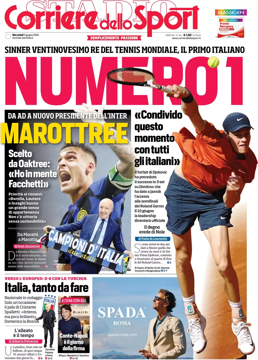 anteprima della prima pagina di corriere-dello-sport del 05/06/2024