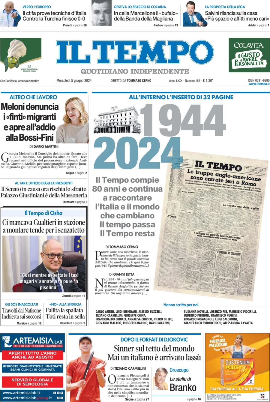 anteprima della prima pagina di il-tempo del 05/06/2024