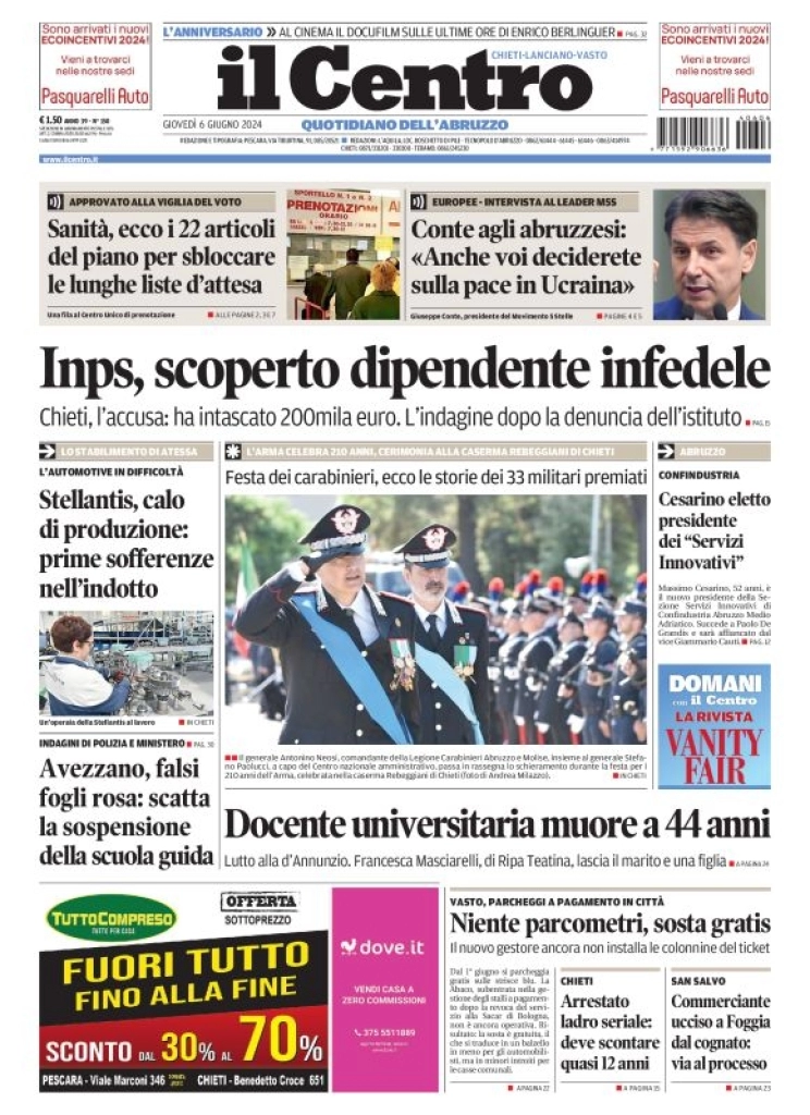 anteprima della prima pagina di il-centro-chieti del 06/06/2024