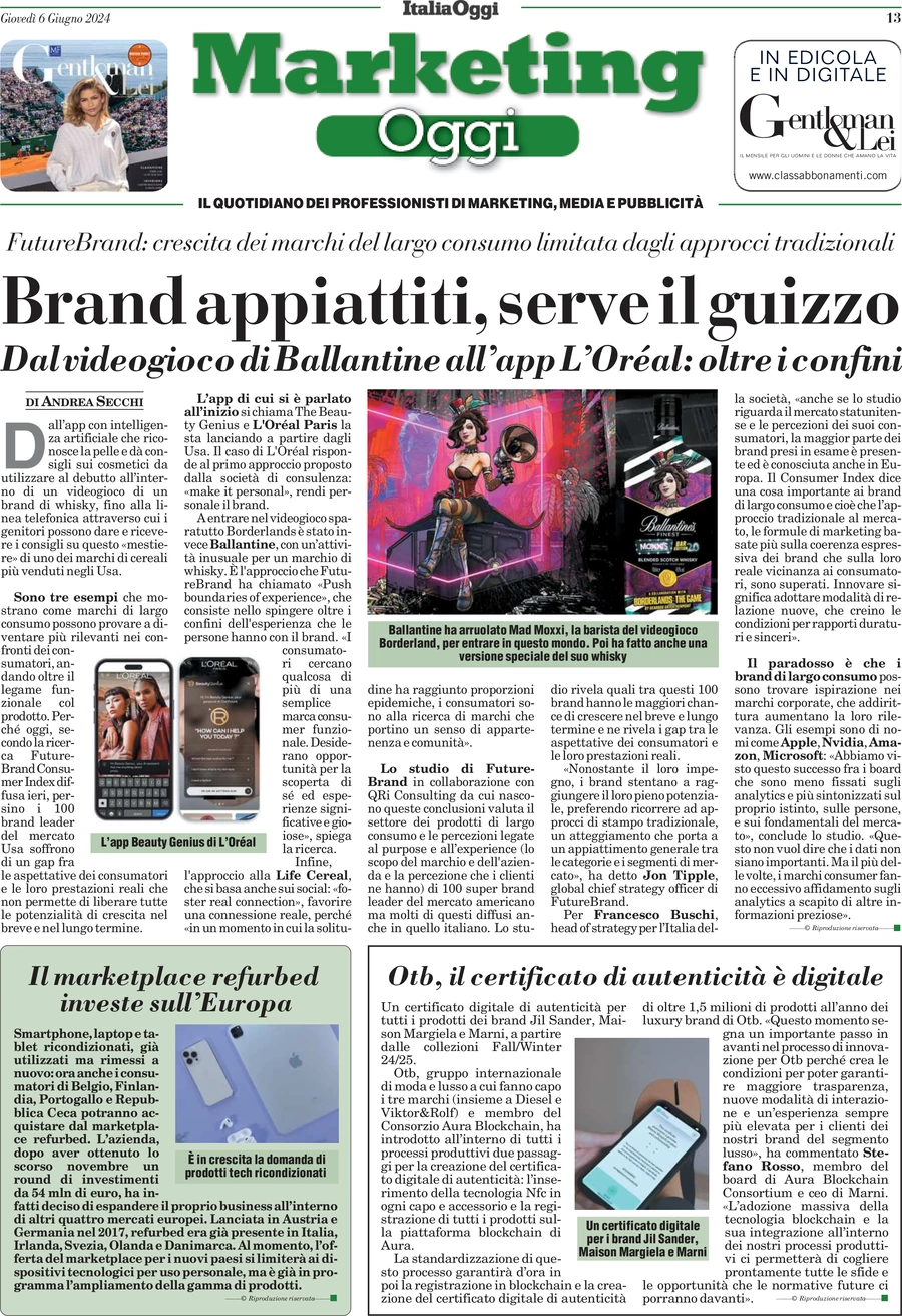 anteprima della prima pagina di marketing-oggi del 06/06/2024