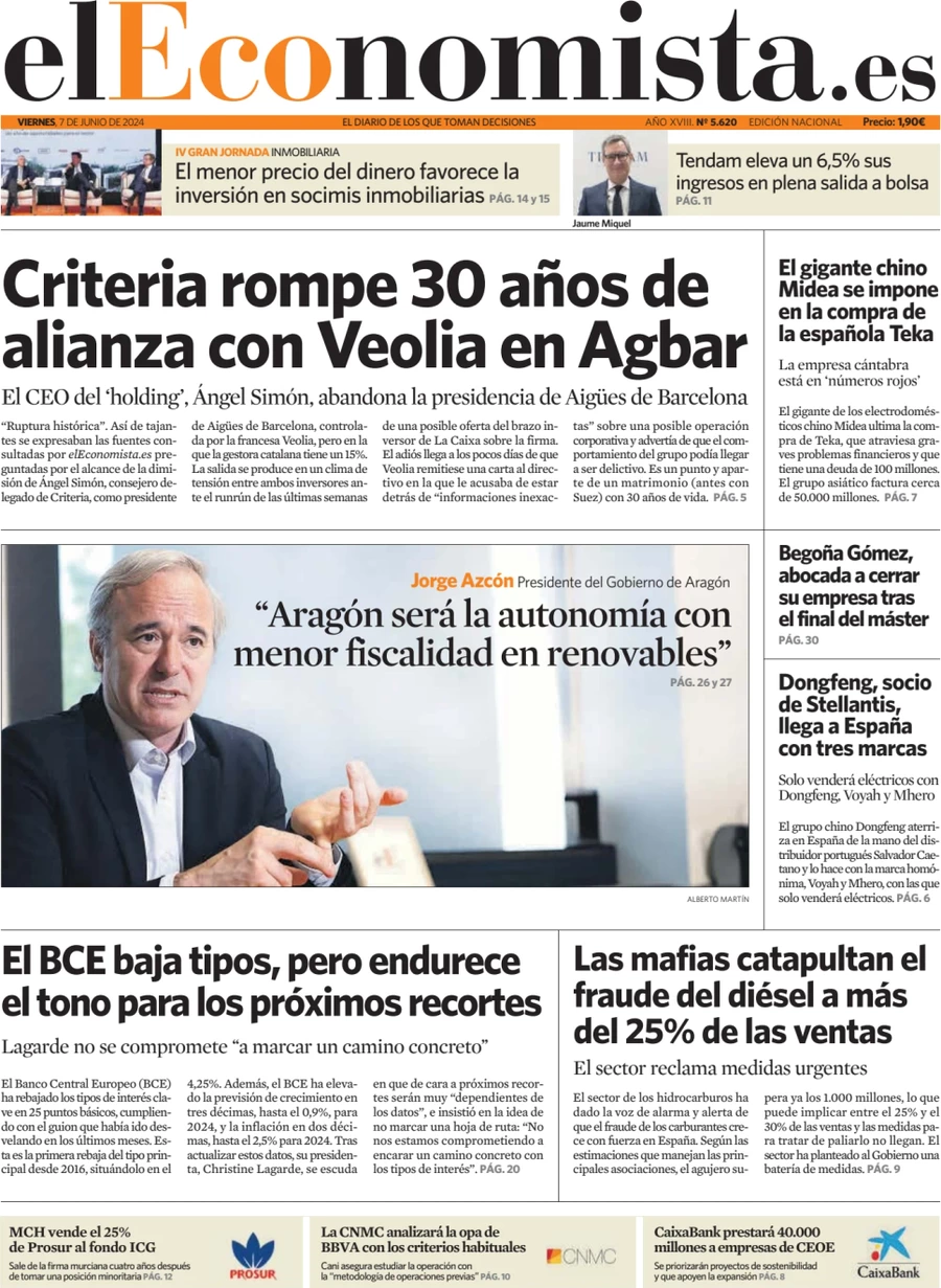 anteprima della prima pagina di el-economista del 07/06/2024