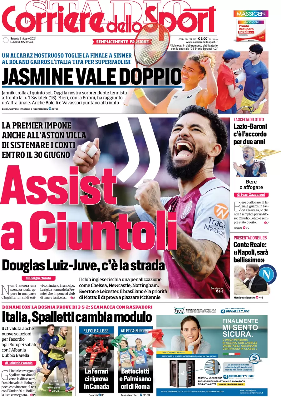 anteprima della prima pagina di corriere-dello-sport del 08/06/2024