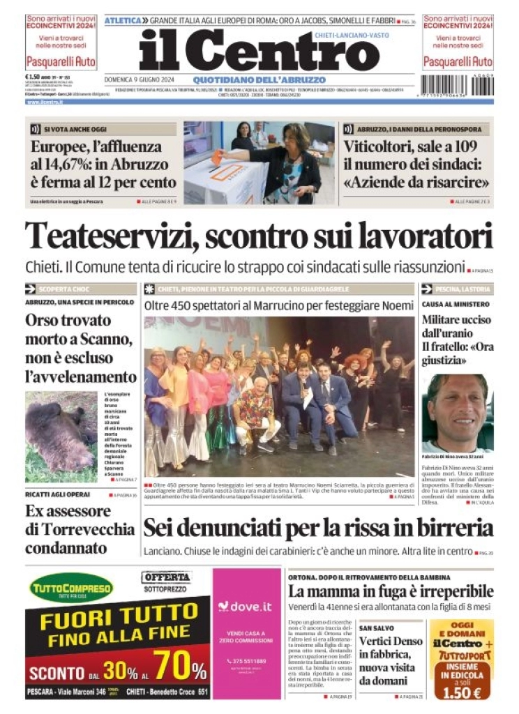 anteprima della prima pagina di il-centro-chieti del 09/06/2024