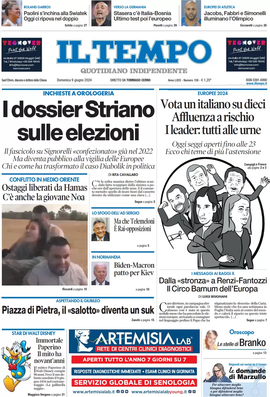 anteprima della prima pagina di il-tempo del 09/06/2024