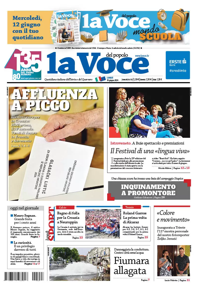 anteprima della prima pagina di la-voce-del-popolo del 10/06/2024