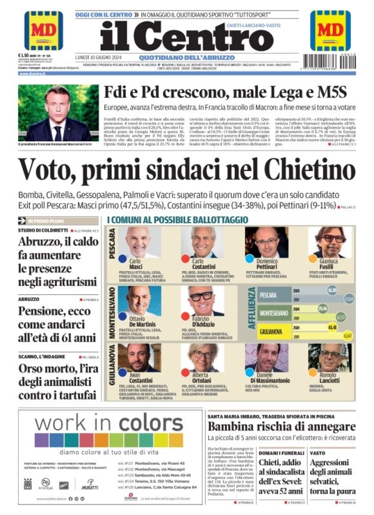 anteprima della prima pagina di il-centro-chieti del 10/06/2024