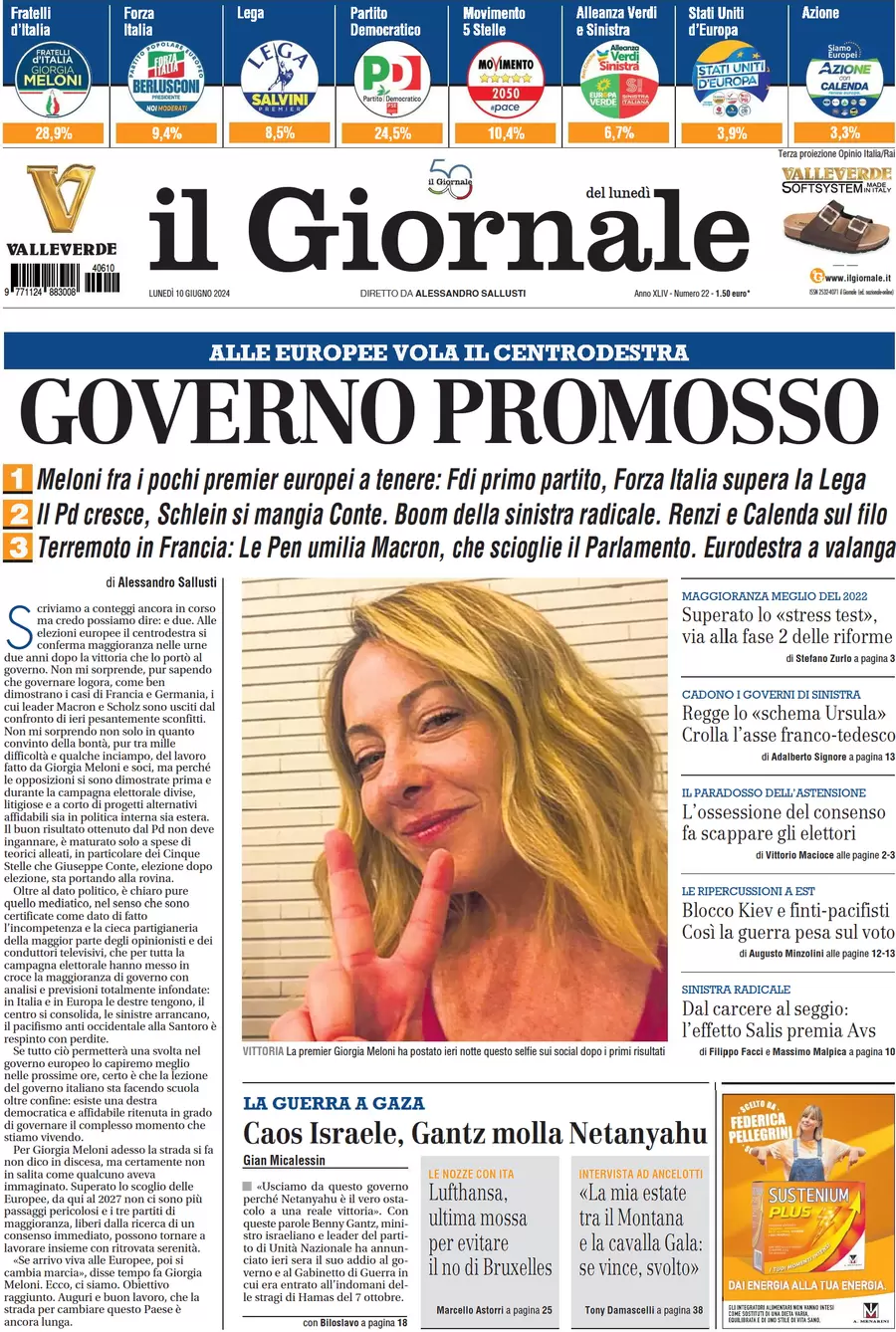anteprima della prima pagina di il-giornale del 10/06/2024