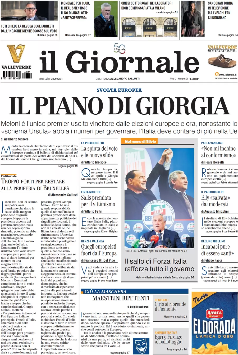 anteprima della prima pagina di il-giornale del 11/06/2024