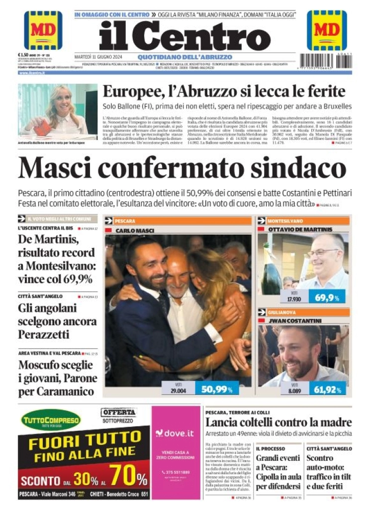 anteprima della prima pagina di il-centro-pescara del 11/06/2024