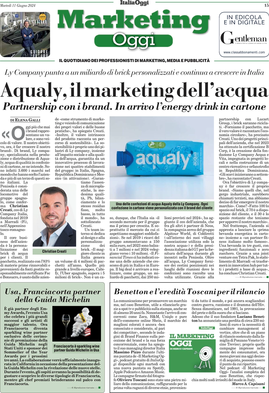 anteprima della prima pagina di marketing-oggi del 11/06/2024