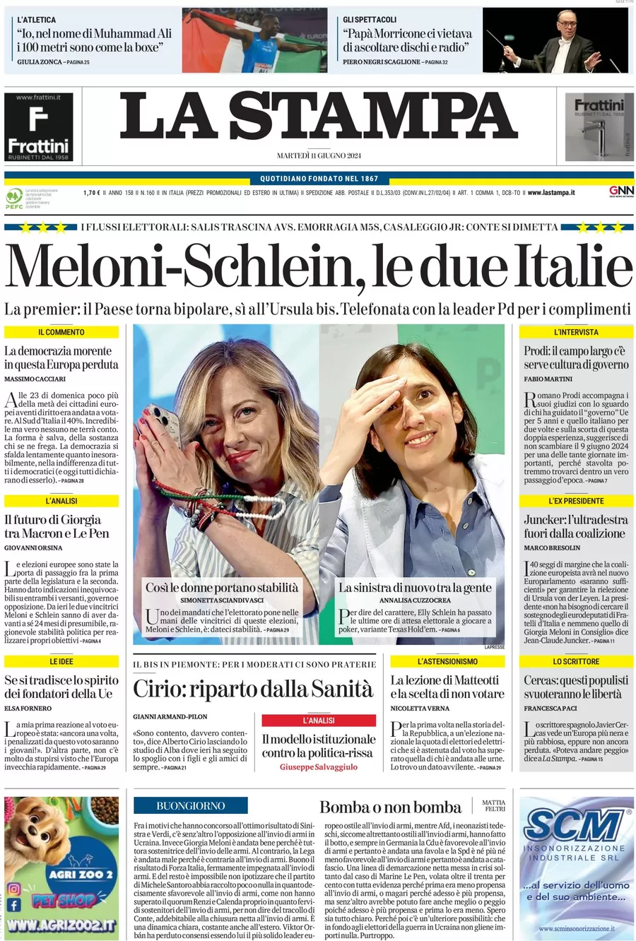 anteprima della prima pagina di la-stampa del 11/06/2024