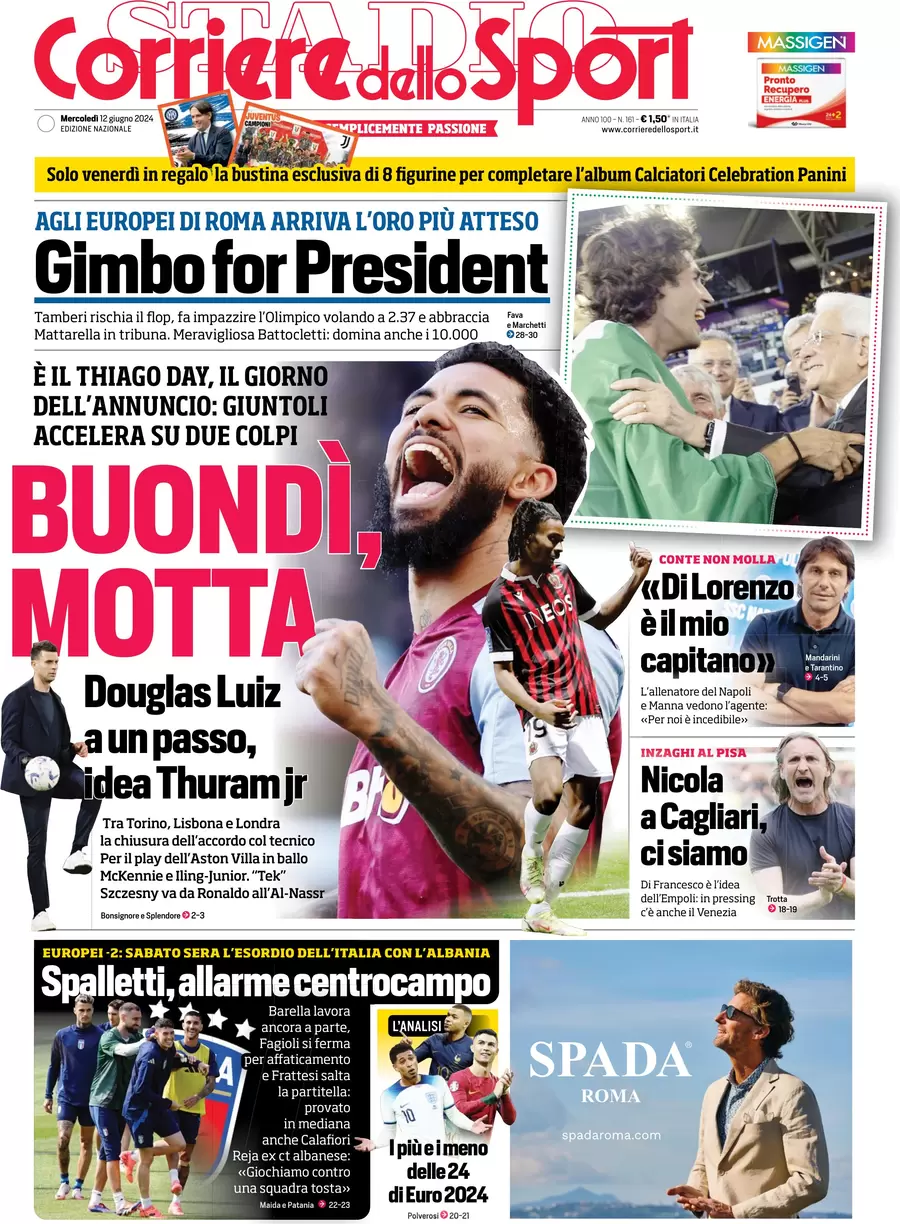 anteprima della prima pagina di corriere-dello-sport del 12/06/2024