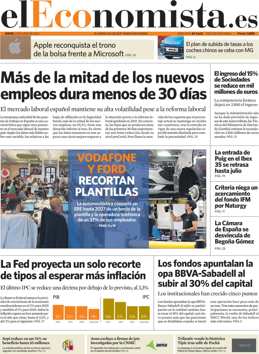 anteprima della prima pagina di el-economista del 13/06/2024