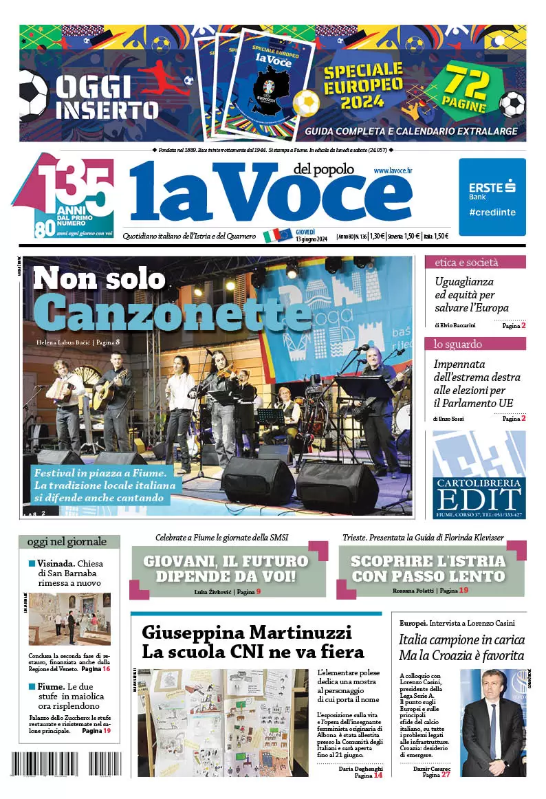 anteprima della prima pagina di la-voce-del-popolo del 13/06/2024