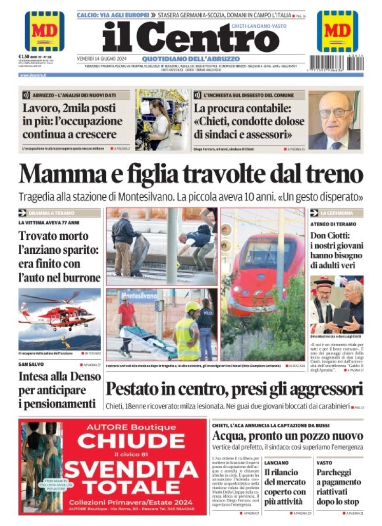 anteprima della prima pagina di il-centro-chieti del 14/06/2024