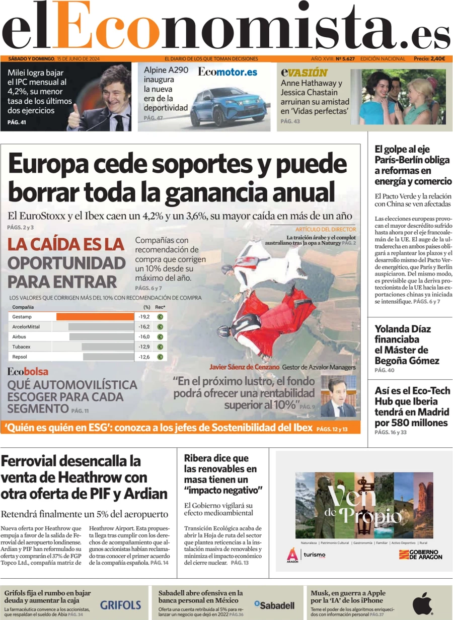 anteprima della prima pagina di el-economista del 15/06/2024