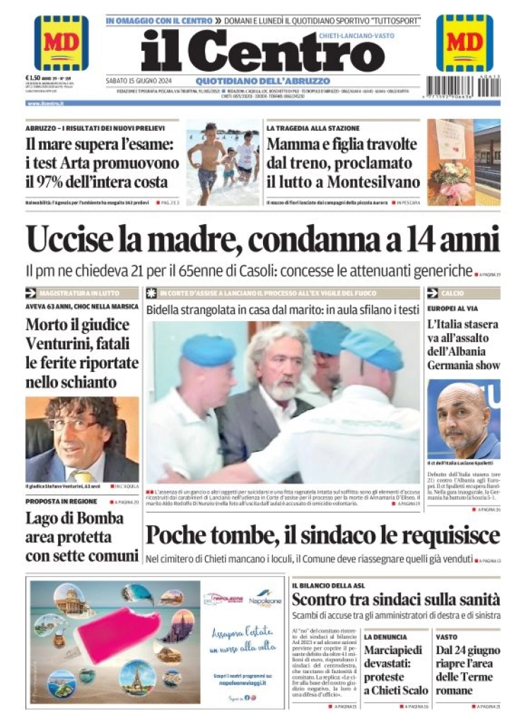 anteprima della prima pagina di il-centro-chieti del 15/06/2024