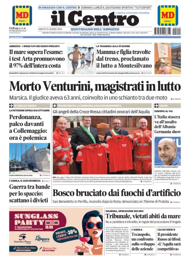 anteprima della prima pagina di il-centro-laquila del 15/06/2024