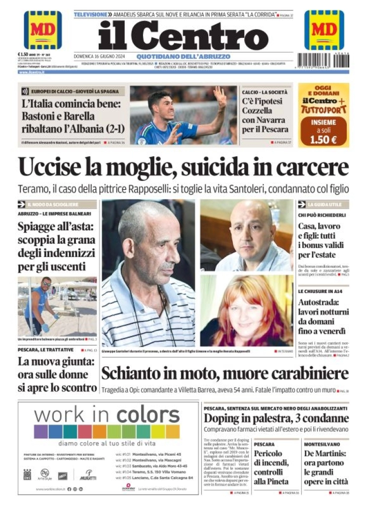 anteprima della prima pagina di il-centro-pescara del 16/06/2024