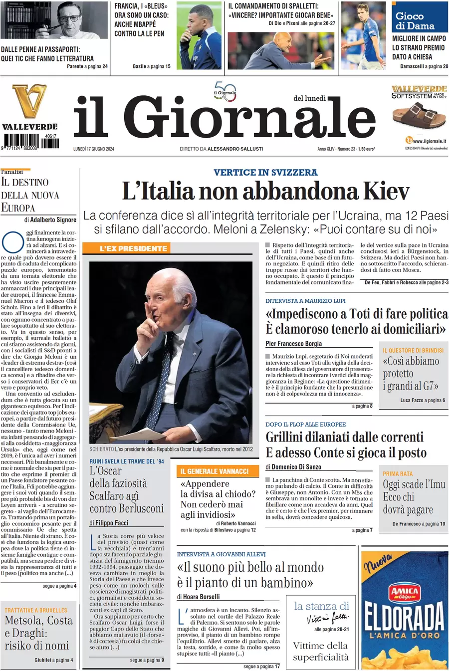 anteprima della prima pagina di il-giornale del 17/06/2024