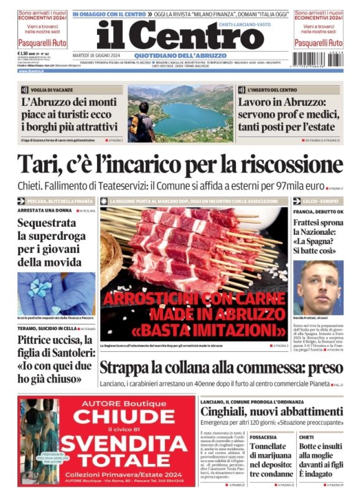 anteprima della prima pagina di il-centro-chieti del 18/06/2024