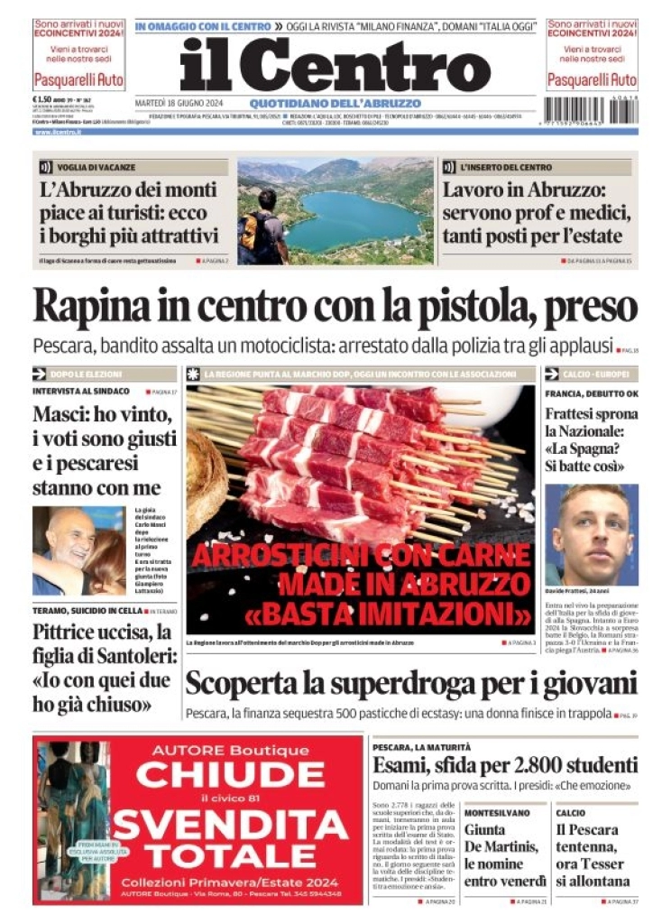 anteprima della prima pagina di il-centro-pescara del 18/06/2024