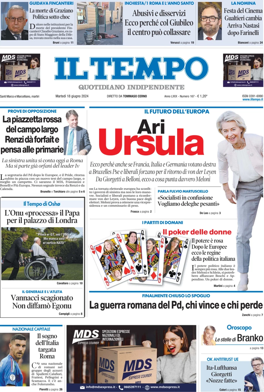 anteprima della prima pagina di il-tempo del 18/06/2024