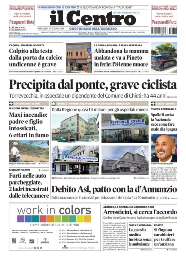 anteprima della prima pagina di il-centro-chieti del 19/06/2024