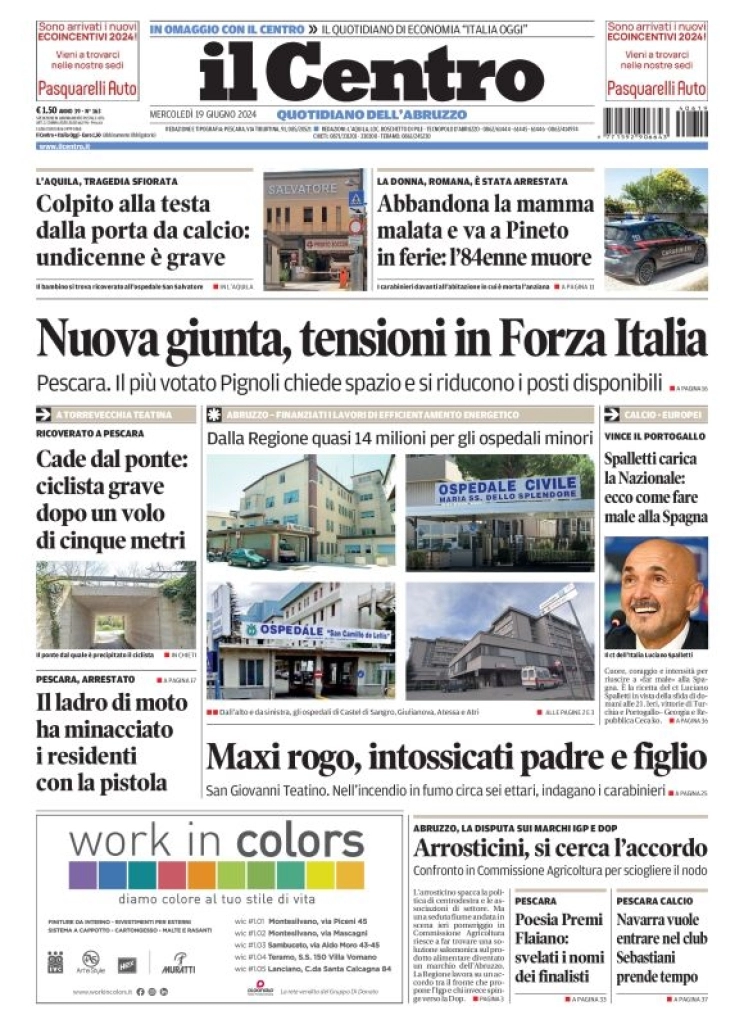 anteprima della prima pagina di il-centro-pescara del 19/06/2024