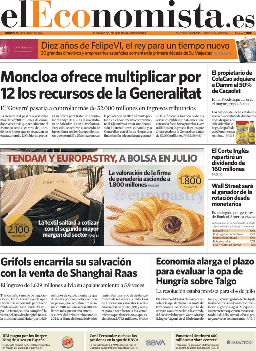 anteprima della prima pagina di el-economista del 19/06/2024