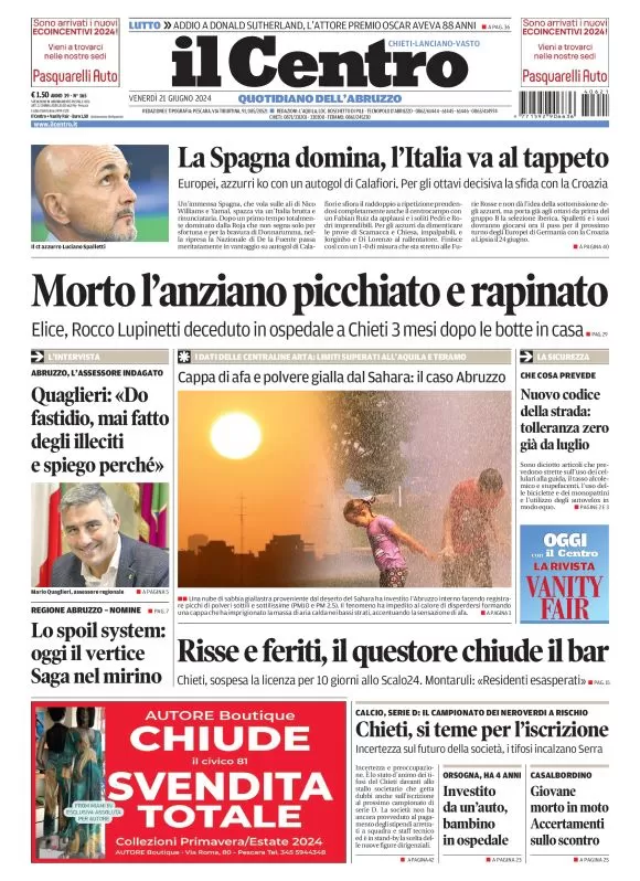 anteprima della prima pagina di il-centro-chieti del 21/06/2024