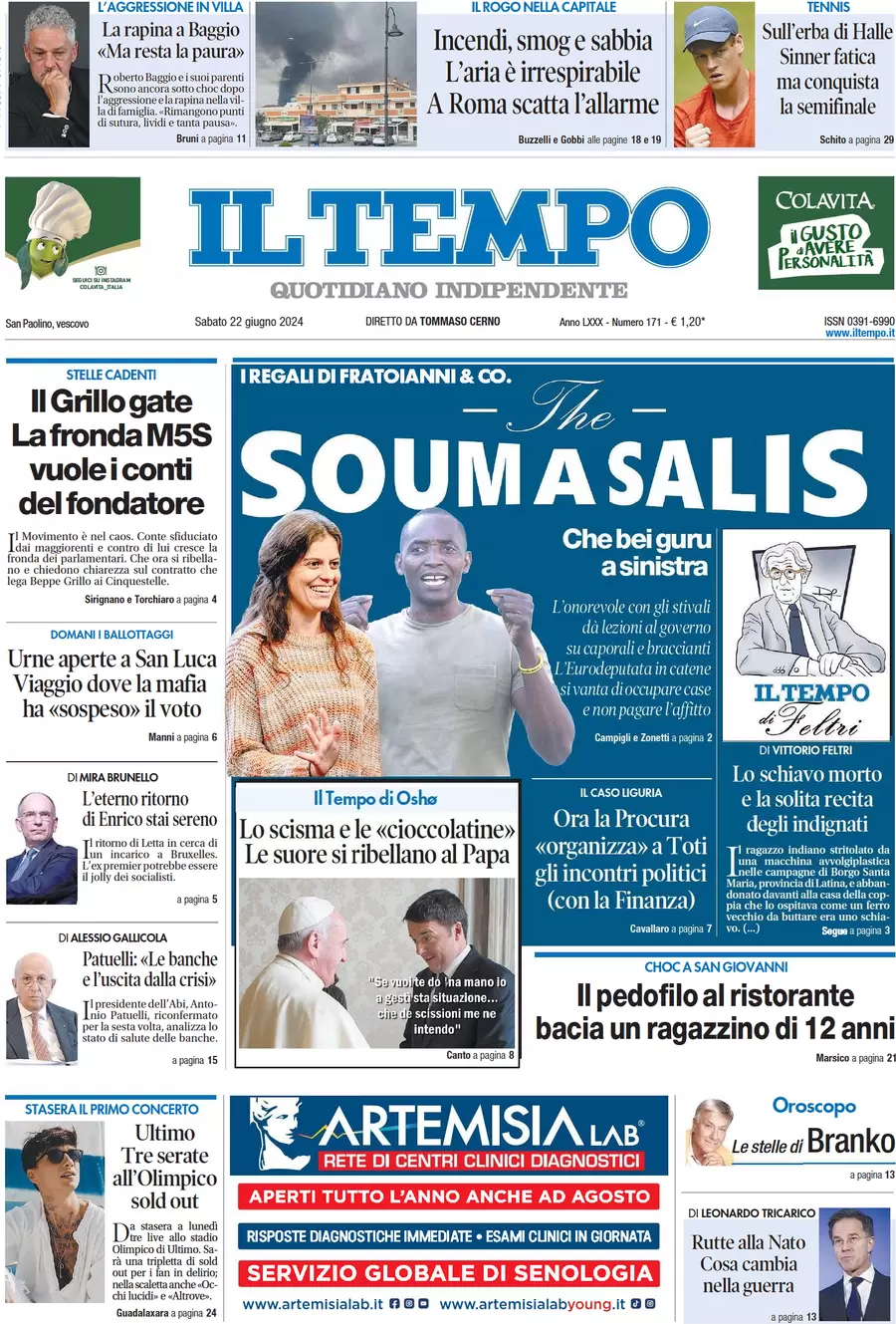 anteprima della prima pagina di il-tempo del 22/06/2024