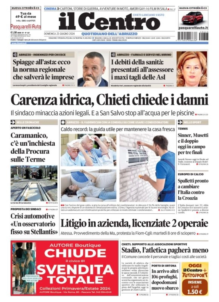 anteprima della prima pagina di il-centro-chieti del 23/06/2024