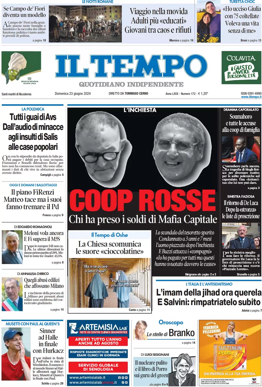 anteprima della prima pagina di il-tempo del 23/06/2024
