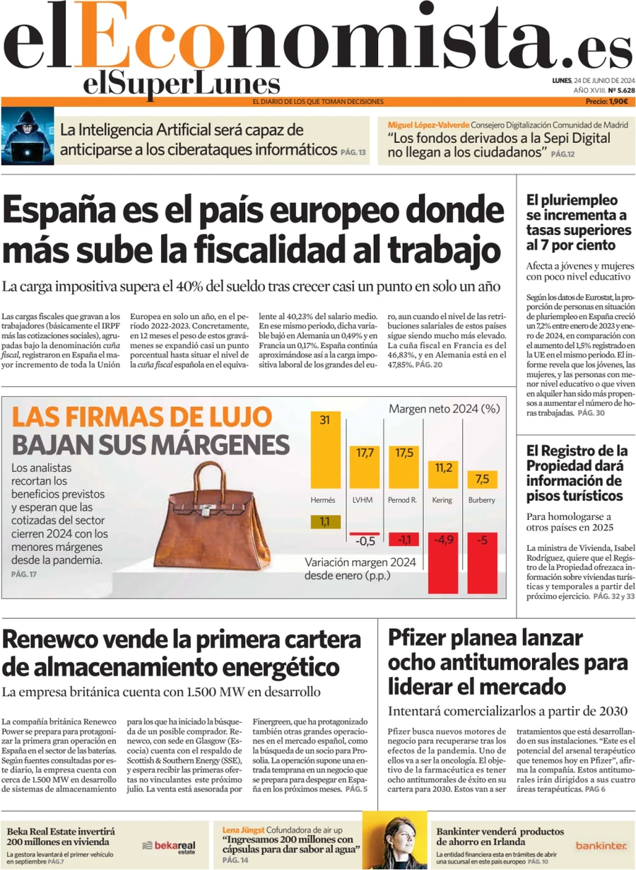 anteprima della prima pagina di el-economista del 24/06/2024
