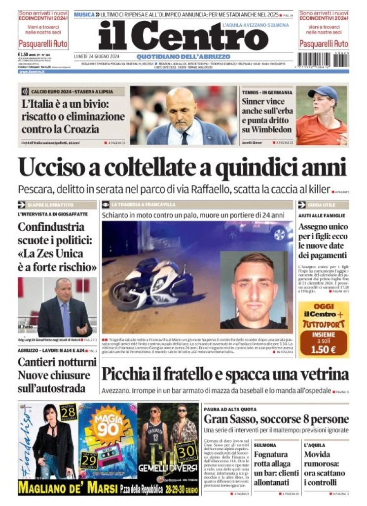 anteprima della prima pagina di il-centro-laquila del 24/06/2024