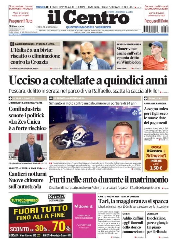 anteprima della prima pagina di il-centro-chieti del 24/06/2024