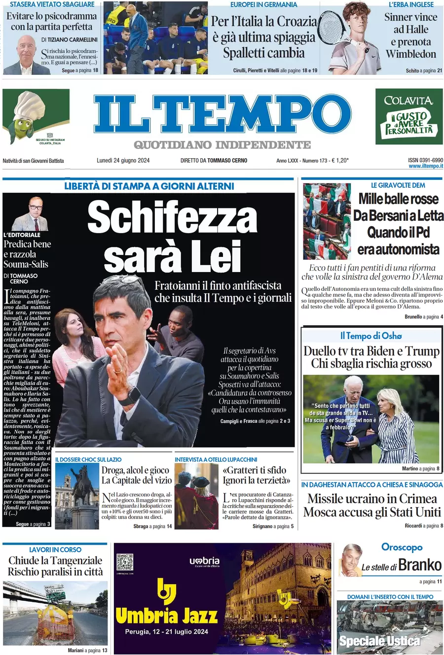 anteprima della prima pagina di il-tempo del 24/06/2024