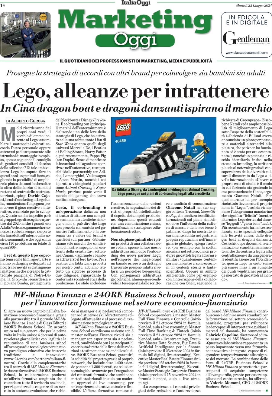 anteprima della prima pagina di marketing-oggi del 25/06/2024