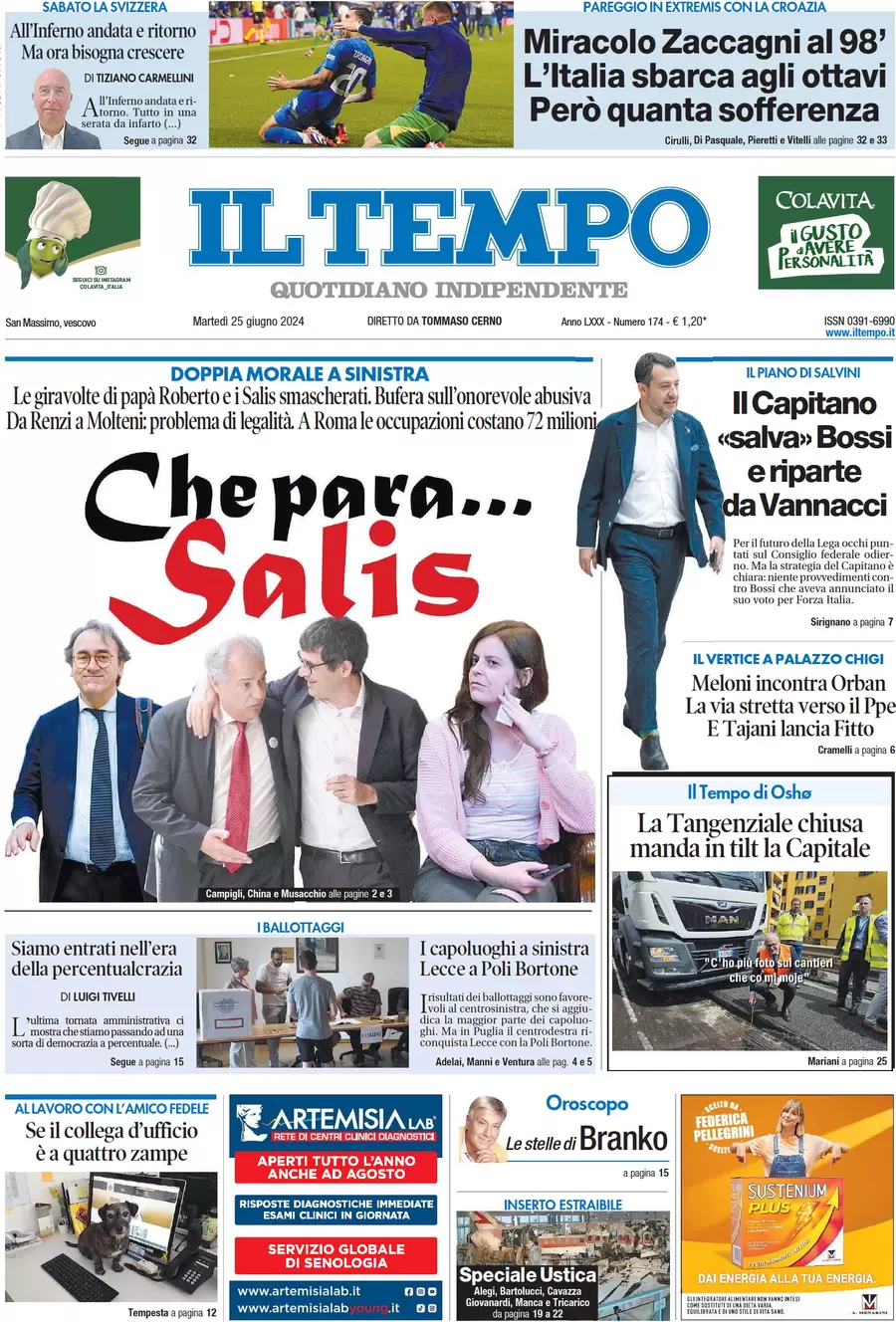 anteprima della prima pagina di il-tempo del 25/06/2024