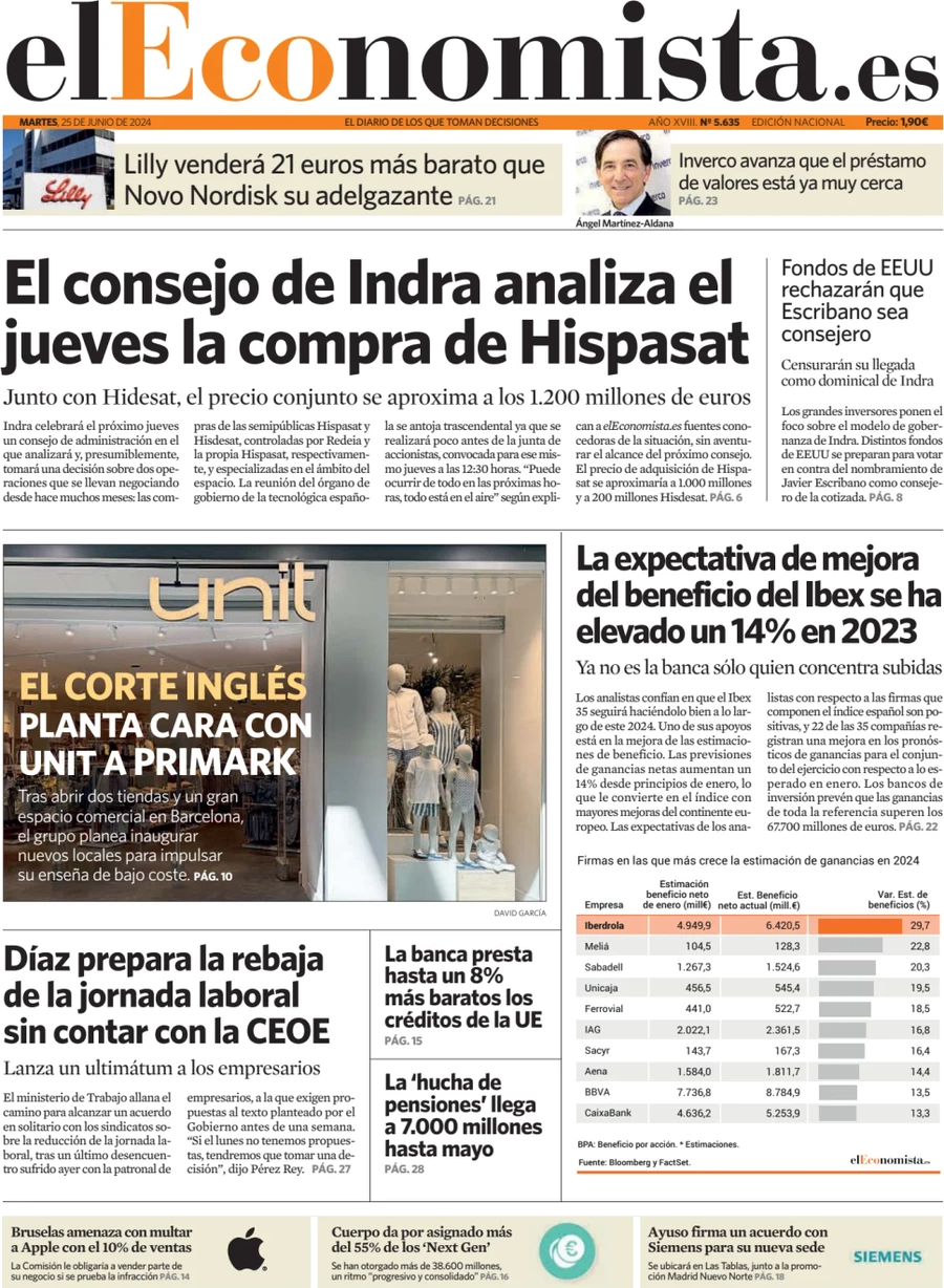 anteprima della prima pagina di el-economista del 25/06/2024