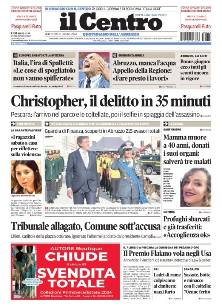 anteprima della prima pagina di il-centro-chieti del 26/06/2024