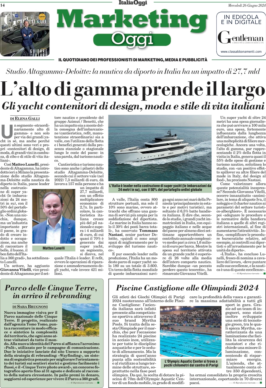 anteprima della prima pagina di marketing-oggi del 26/06/2024