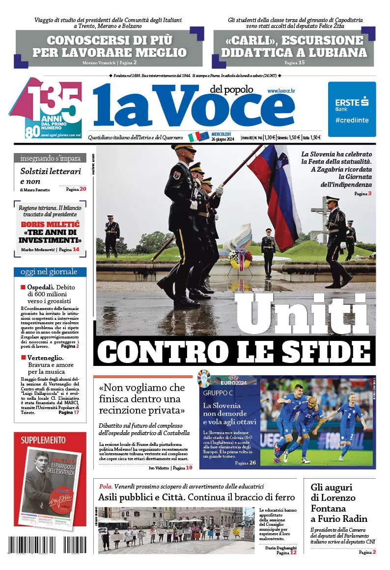 anteprima della prima pagina di la-voce-del-popolo del 26/06/2024