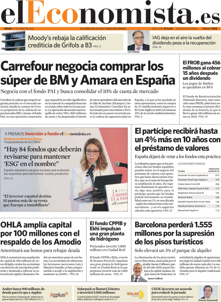 anteprima della prima pagina di el-economista del 27/06/2024