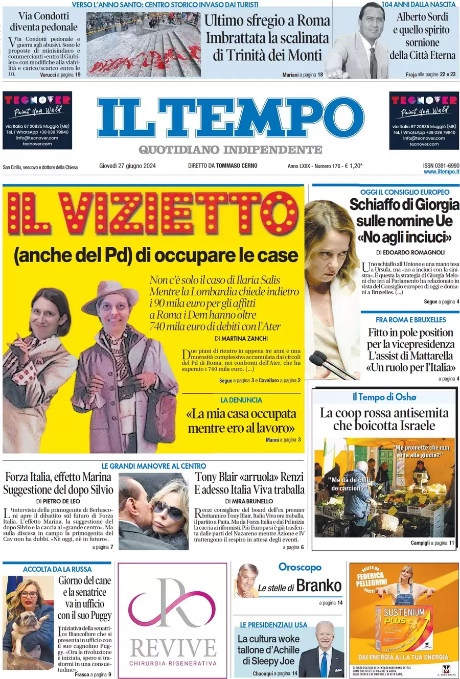 anteprima della prima pagina di il-tempo del 27/06/2024