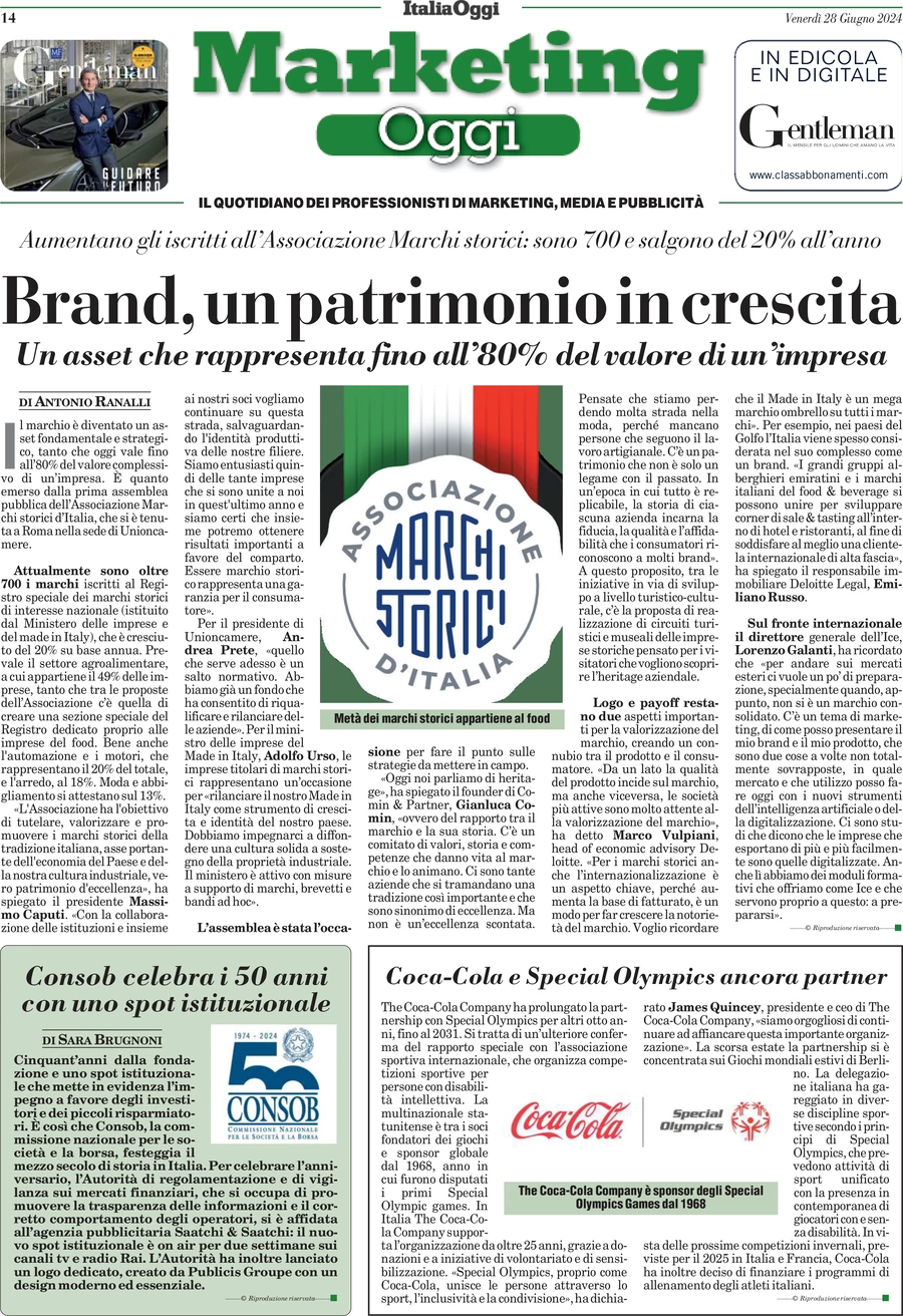 anteprima della prima pagina di marketing-oggi del 28/06/2024