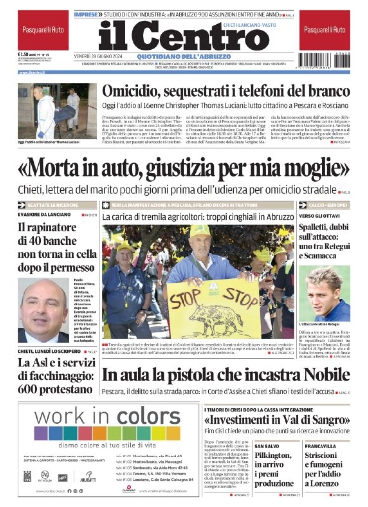 anteprima della prima pagina di il-centro-chieti del 28/06/2024